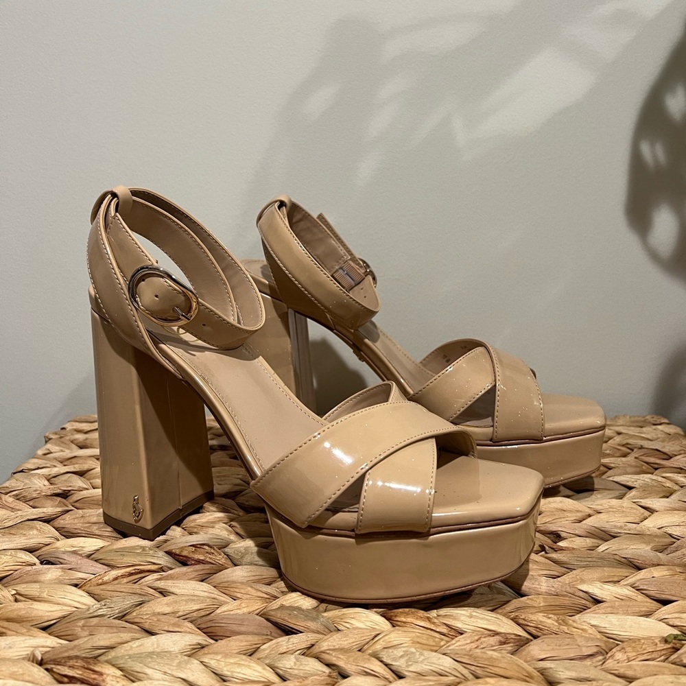 Sam Edelman Nolita Nude Ankle Strap Heel - Size 8